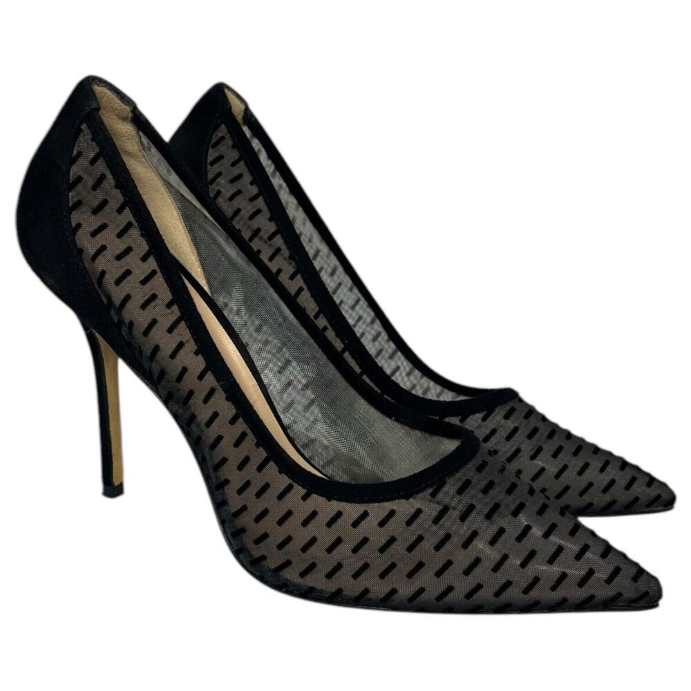 Stuart Weitzman Shoes Womens 9 Tasha Mesh Leather Stiletto Heels Formal Black